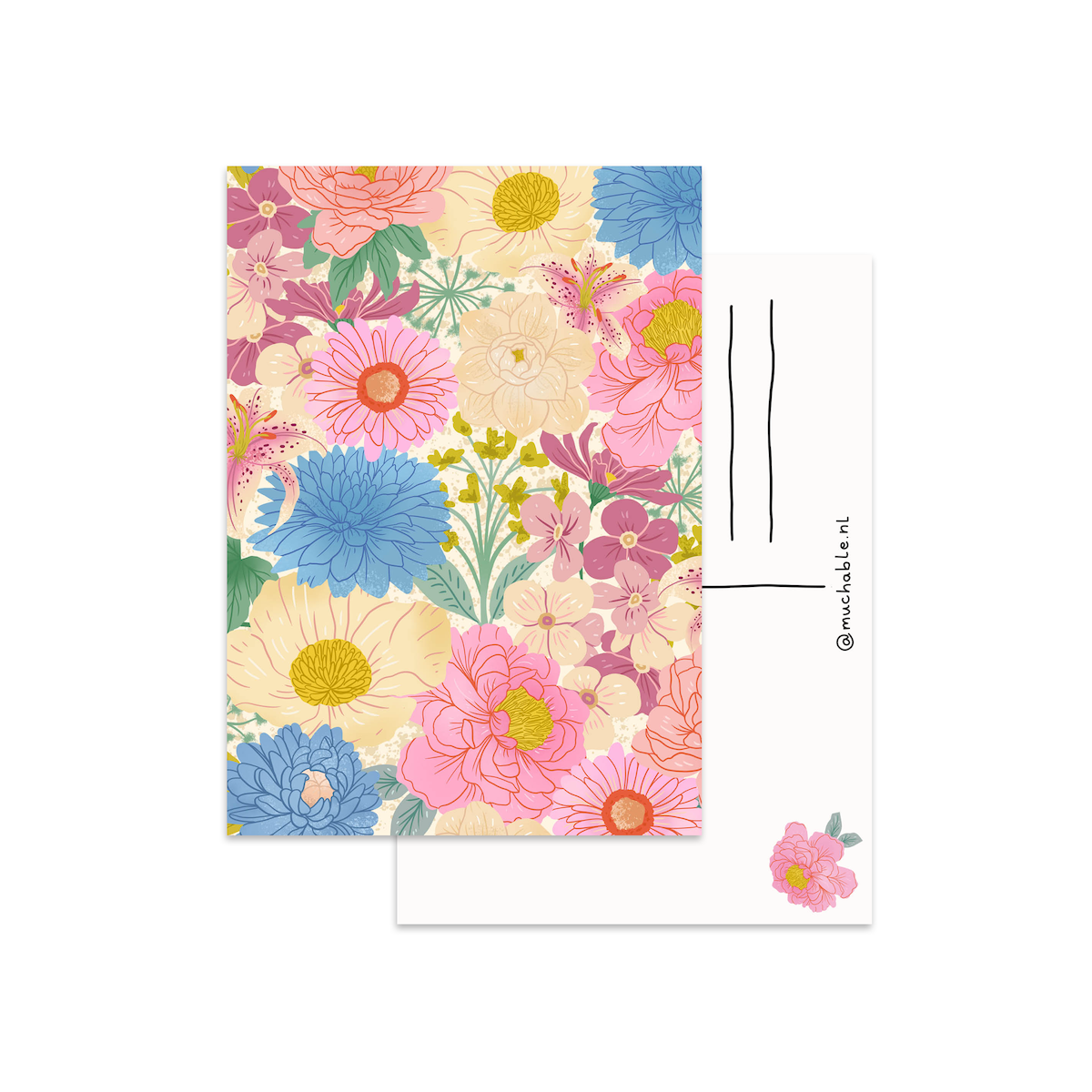Card colored flowers