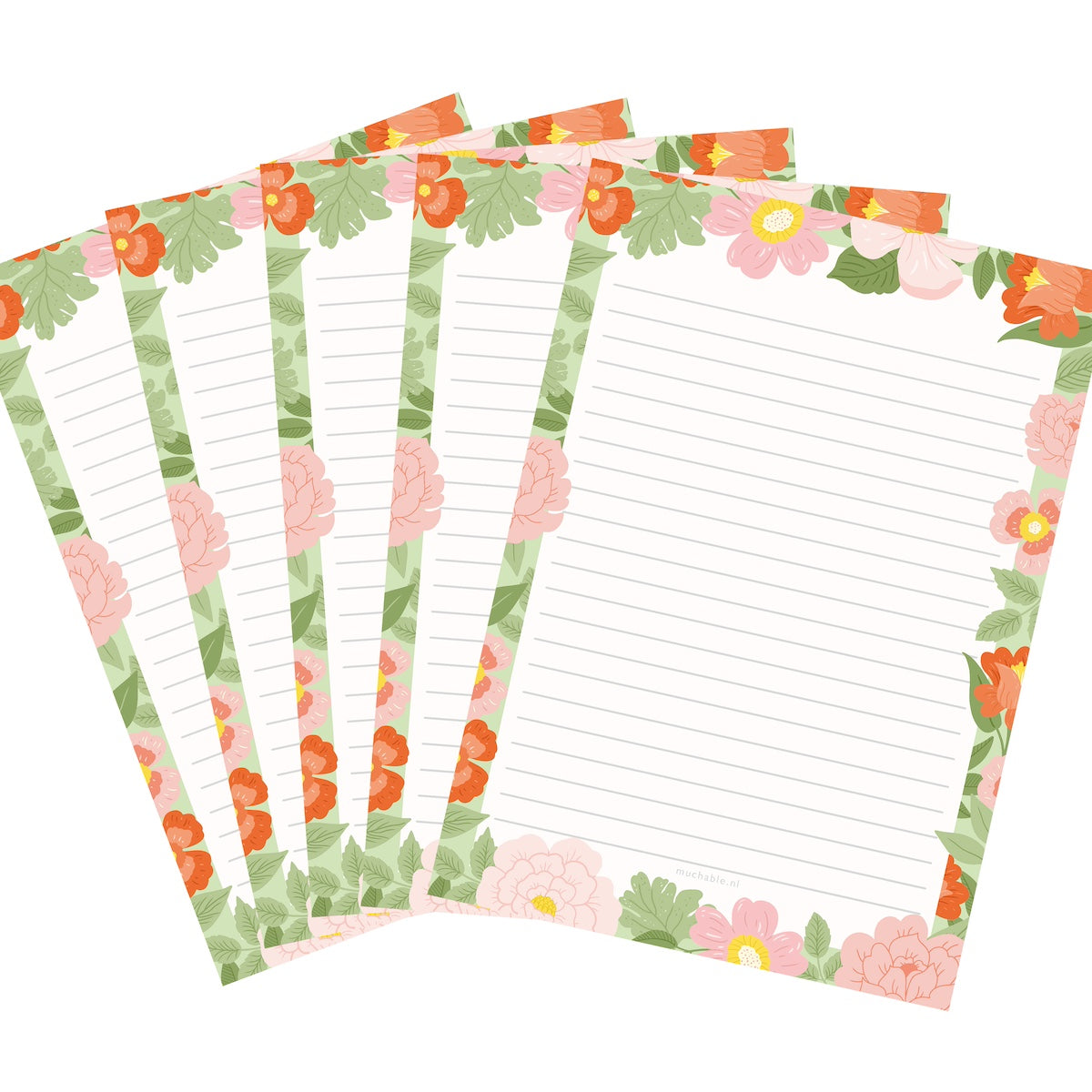 10x Briefpapier bloemen
