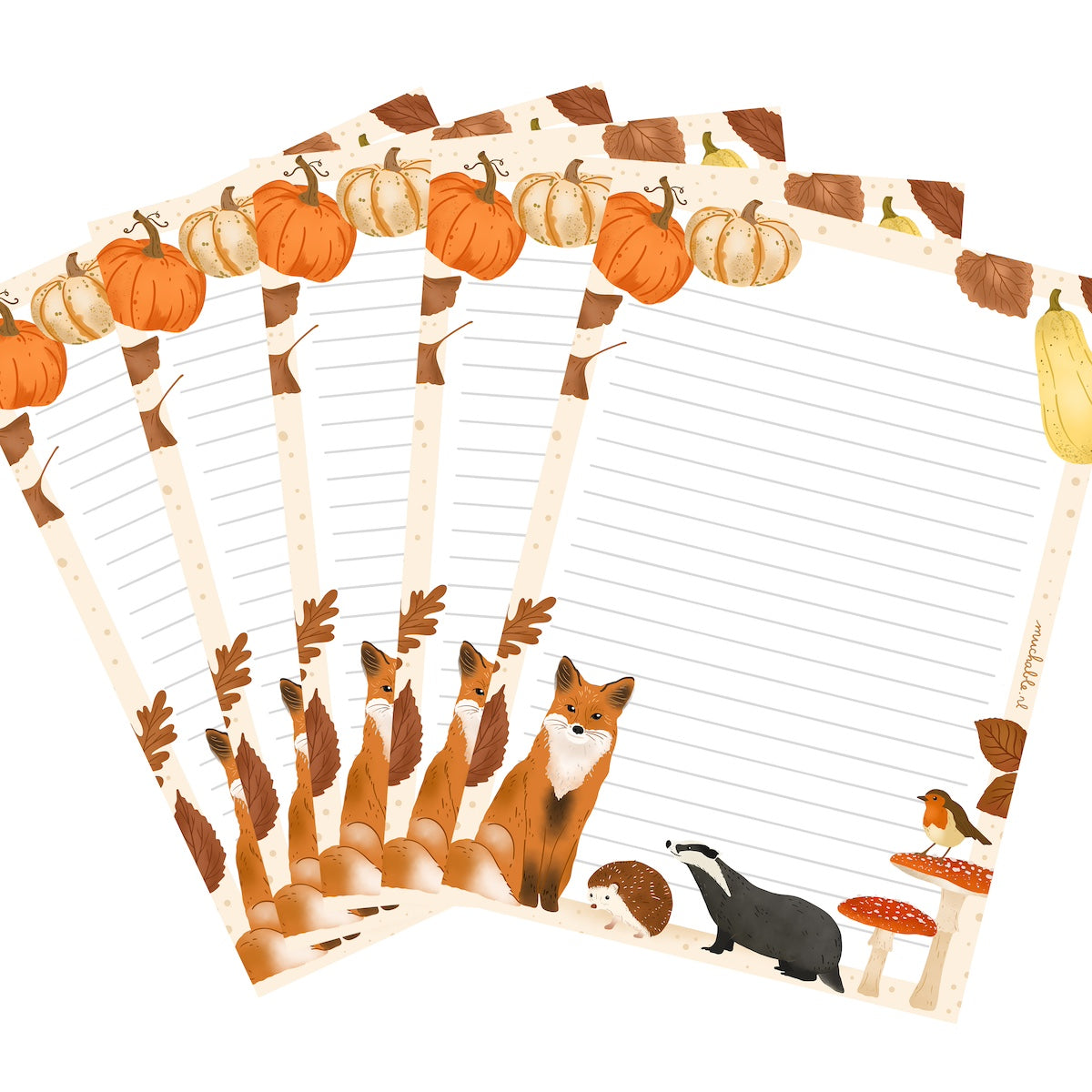 10x Briefpapier herfstdieren
