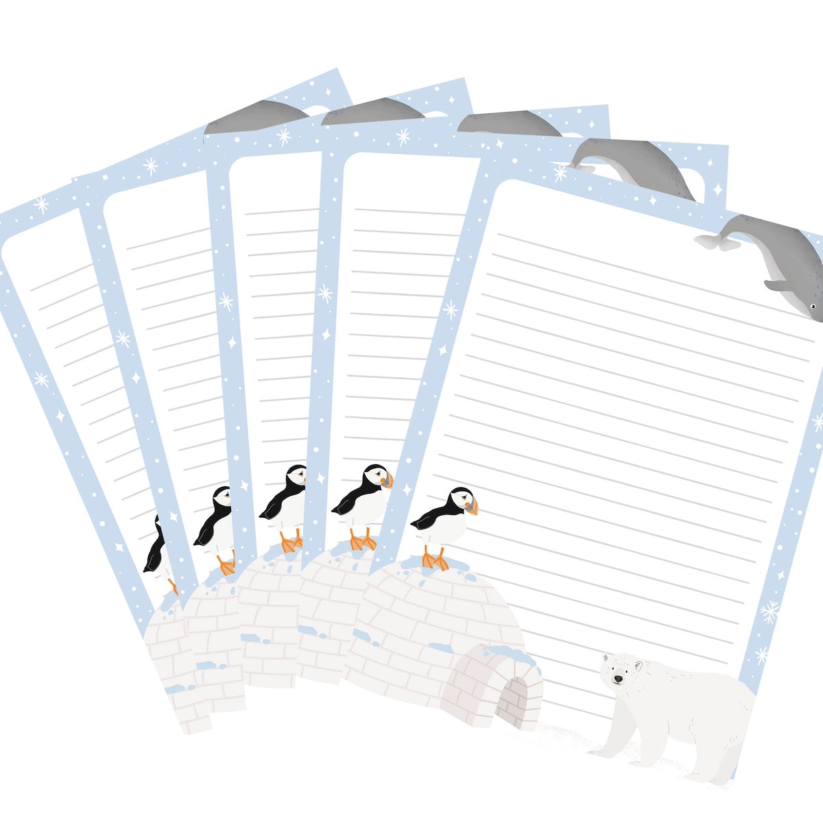10x Briefpapier winterdieren