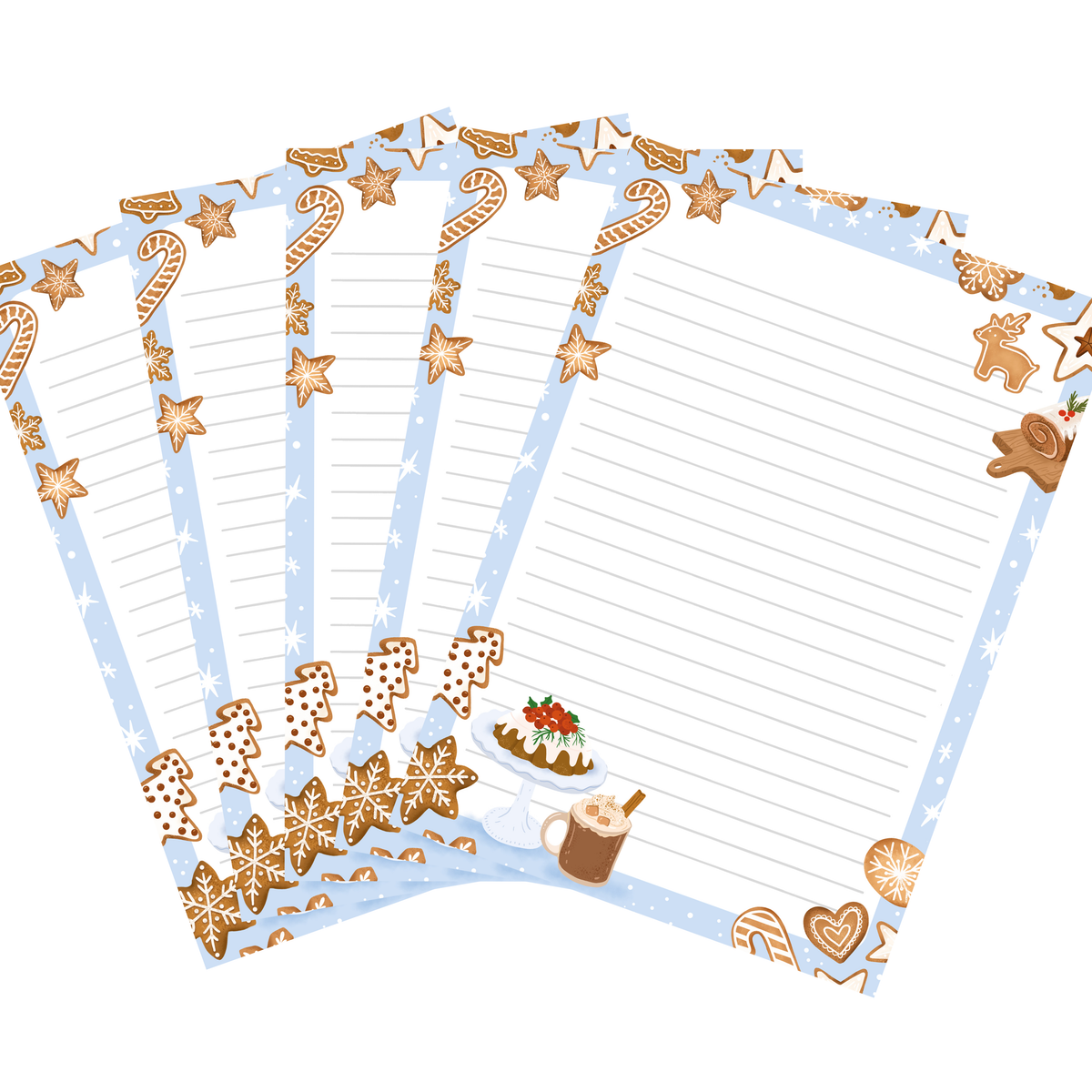 10x Briefpapier kerst eten
