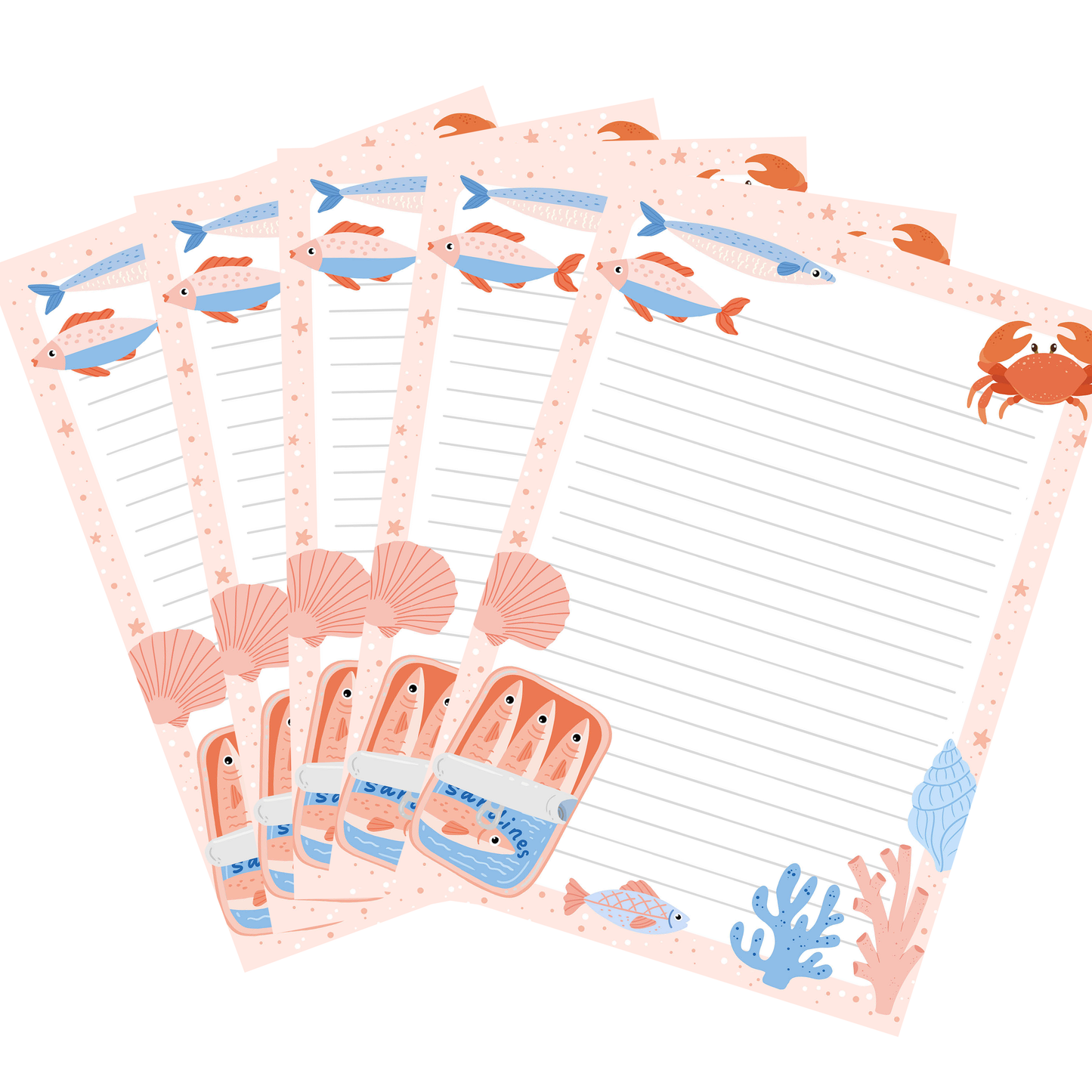 10x Briefpapier sardines