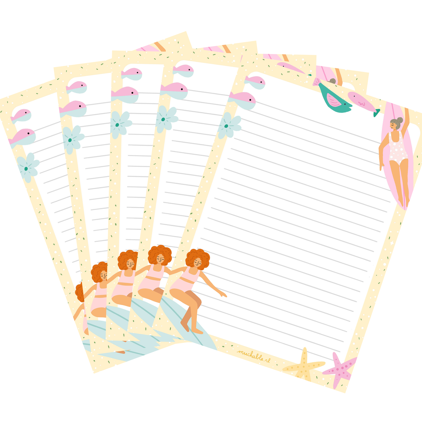 10x Briefpapier surfers