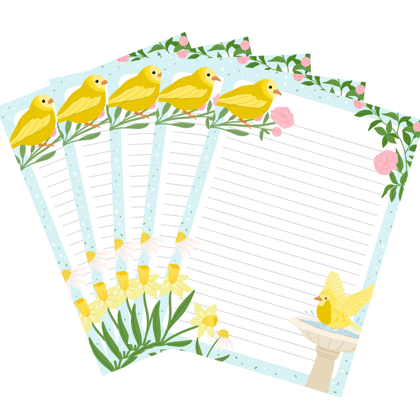 10x Briefpapier vogels