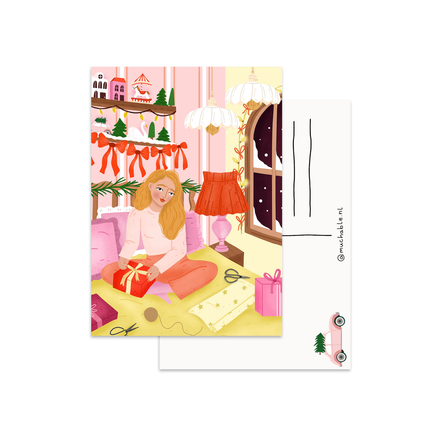 Christmas card gift wrapping