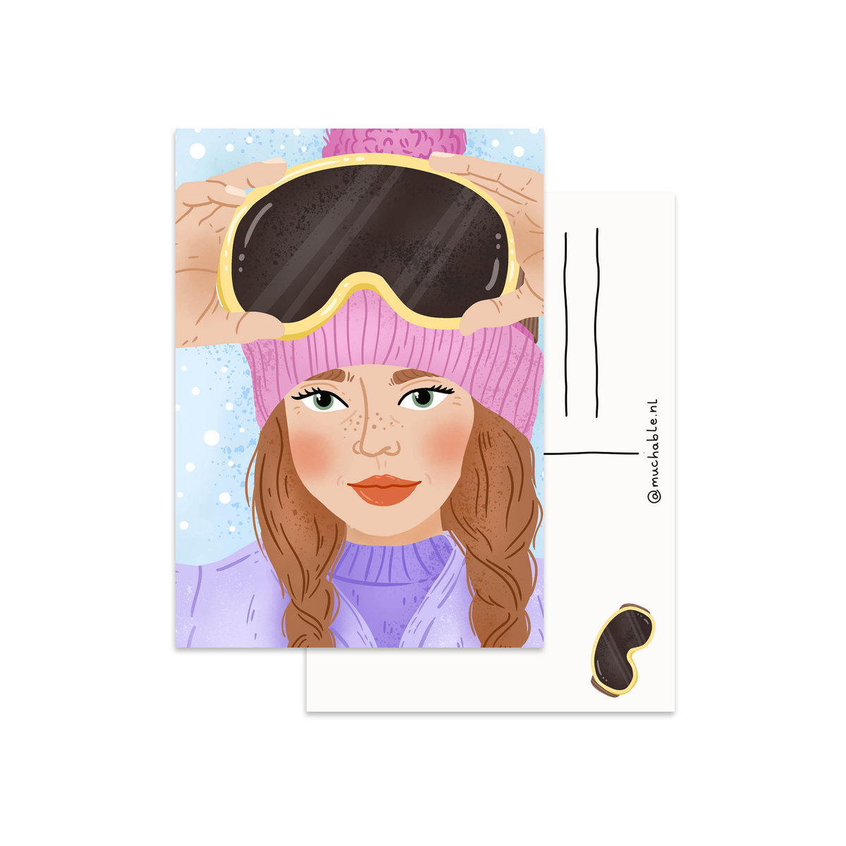 Kaart vrouw skiën