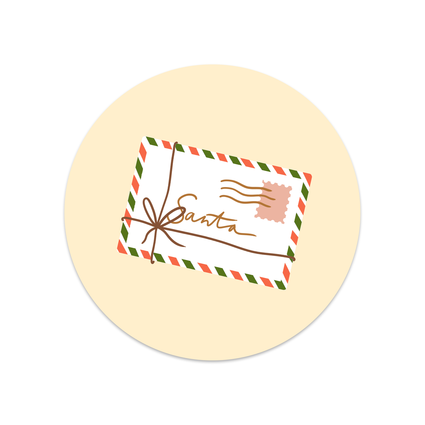 Ronde sticker kerst santa letter