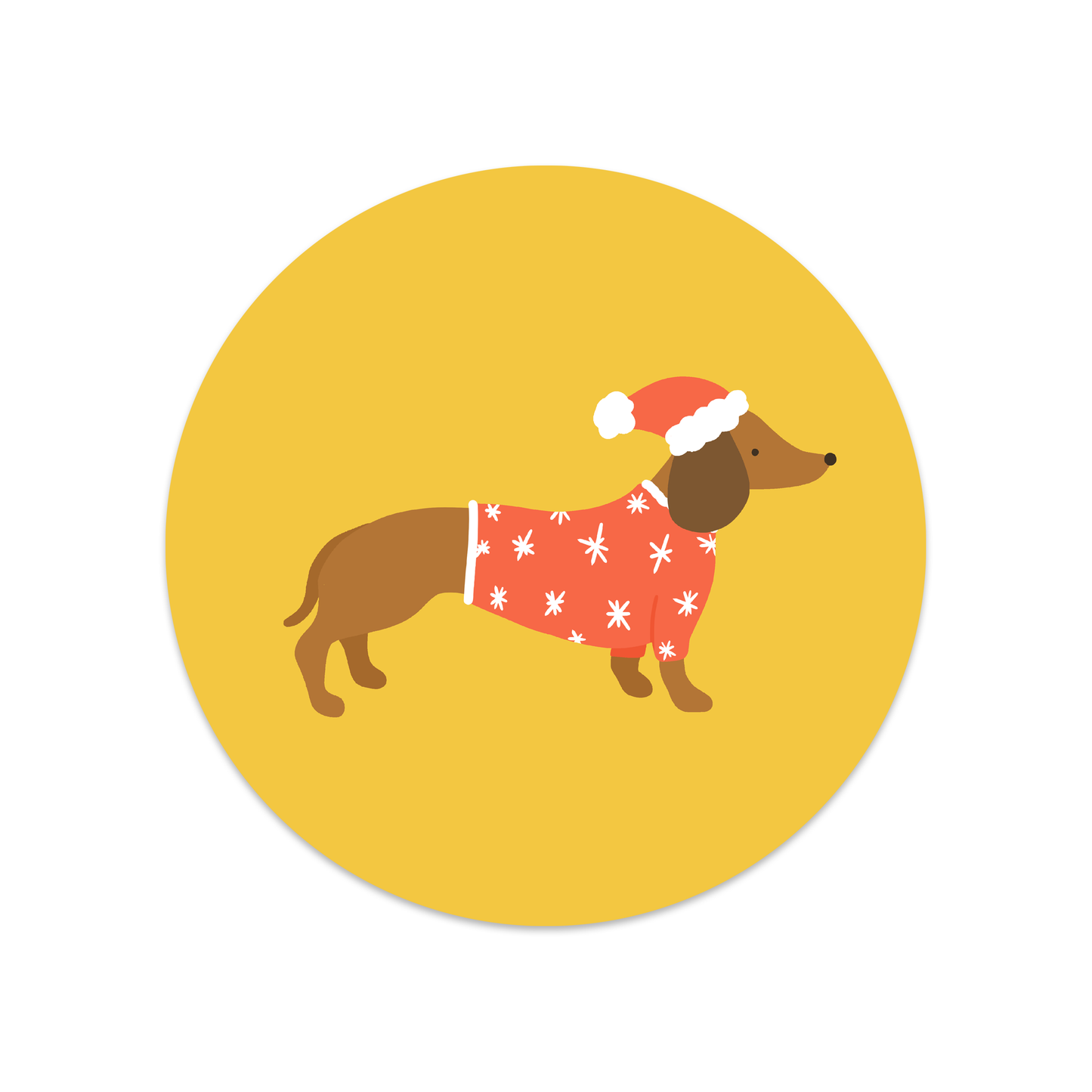 Ronde sticker kerst teckel