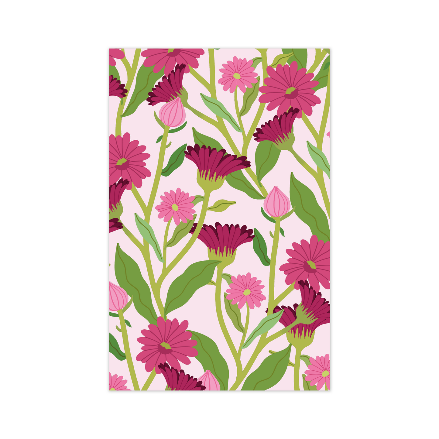 Minikaart roze wilde bloemen