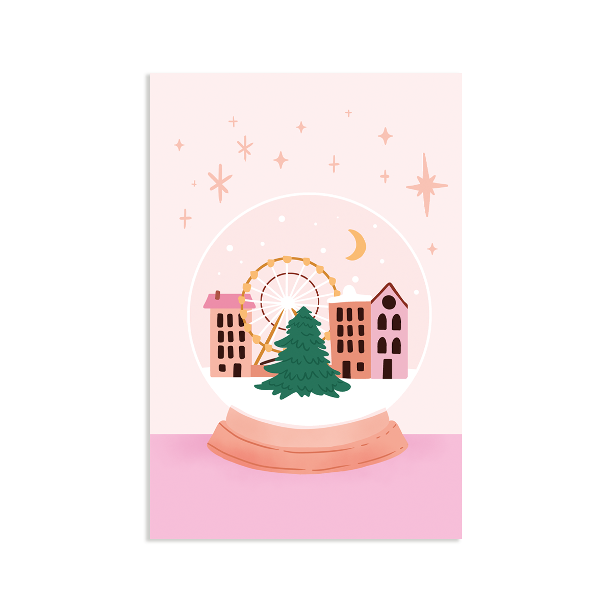 Minikaart - kerst sneeuwbol