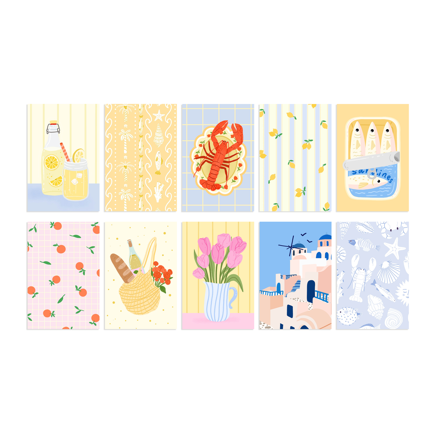 Set minikaartjes zomer