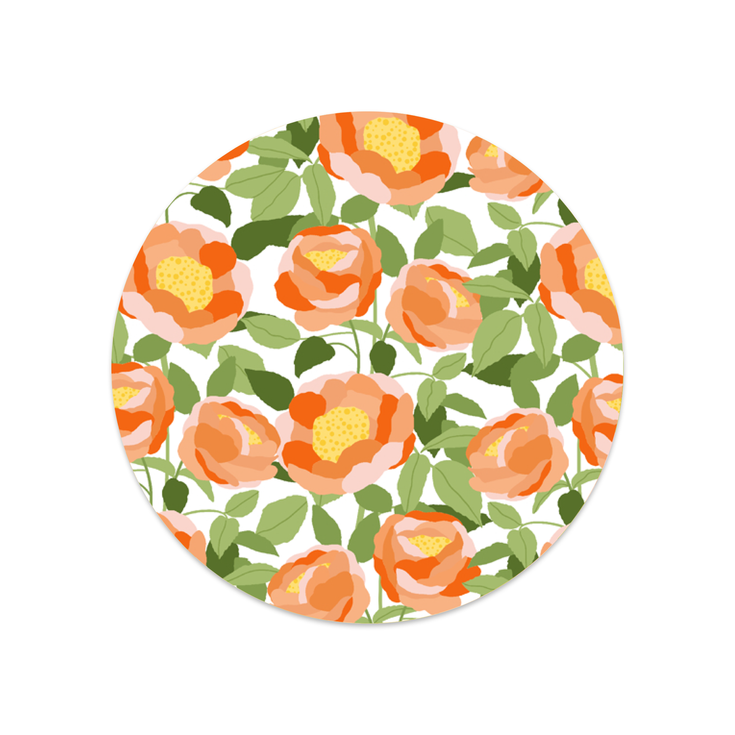 Ronde sticker pioenrozen