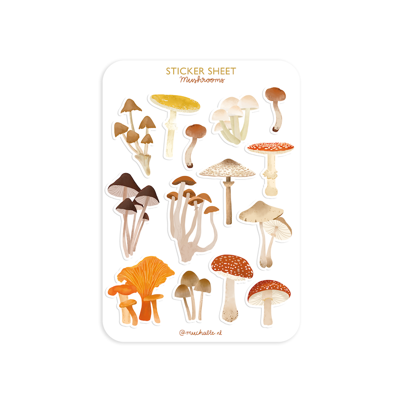 A6 stickervel paddenstoelen
