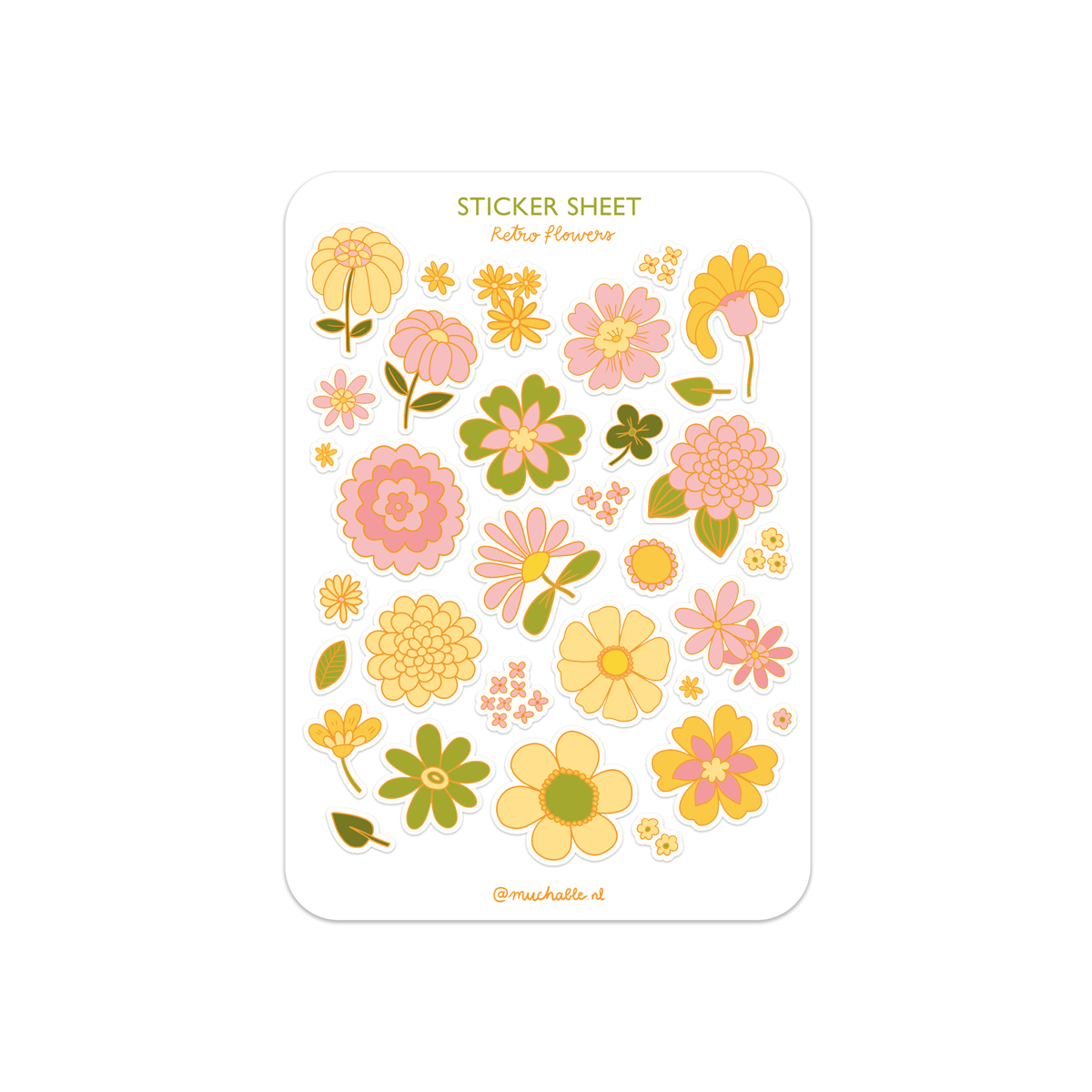 A6 sticker sheet retro flowers