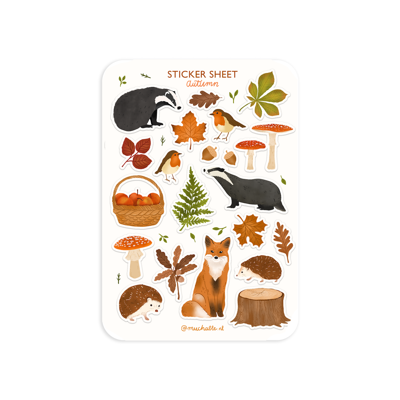 A6 stickervel herfst dieren
