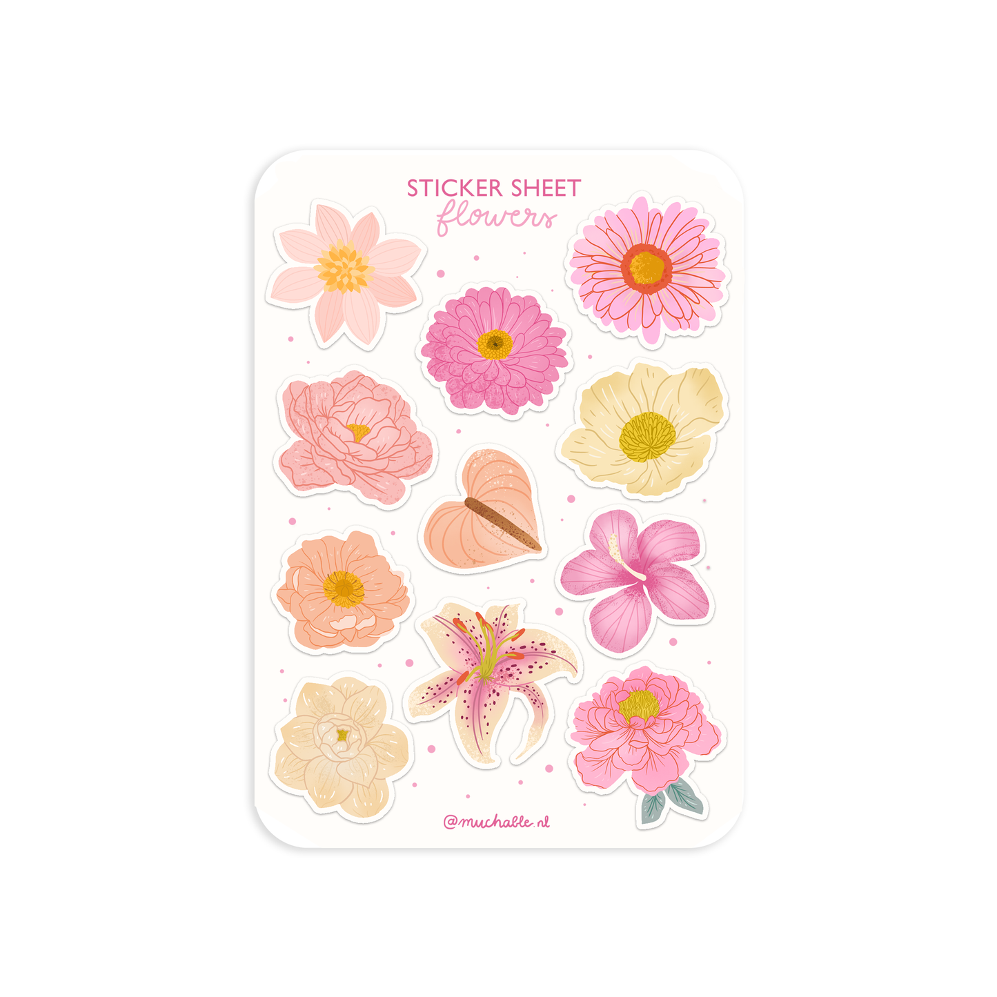 A6 stickervel roze bloemen