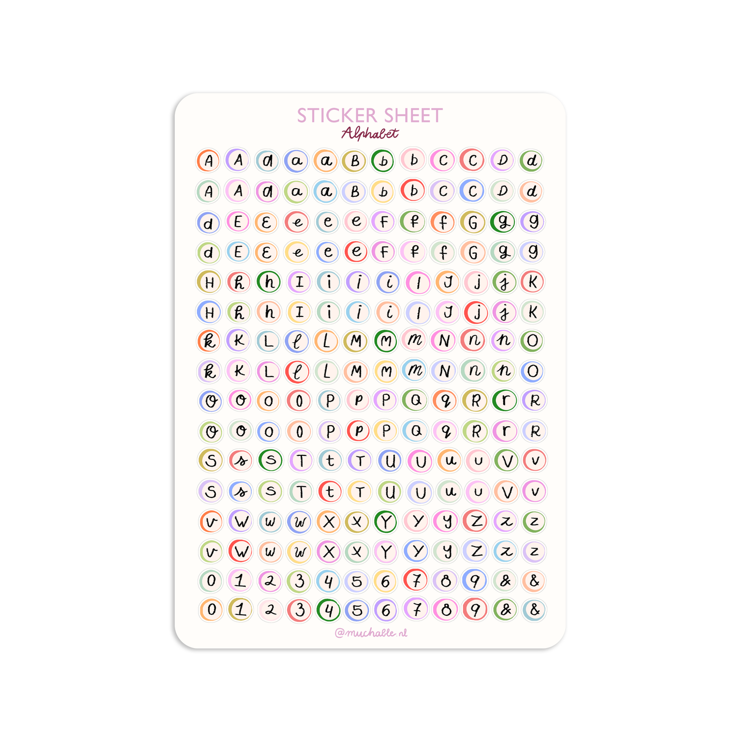 A5 sticker sheet numbers