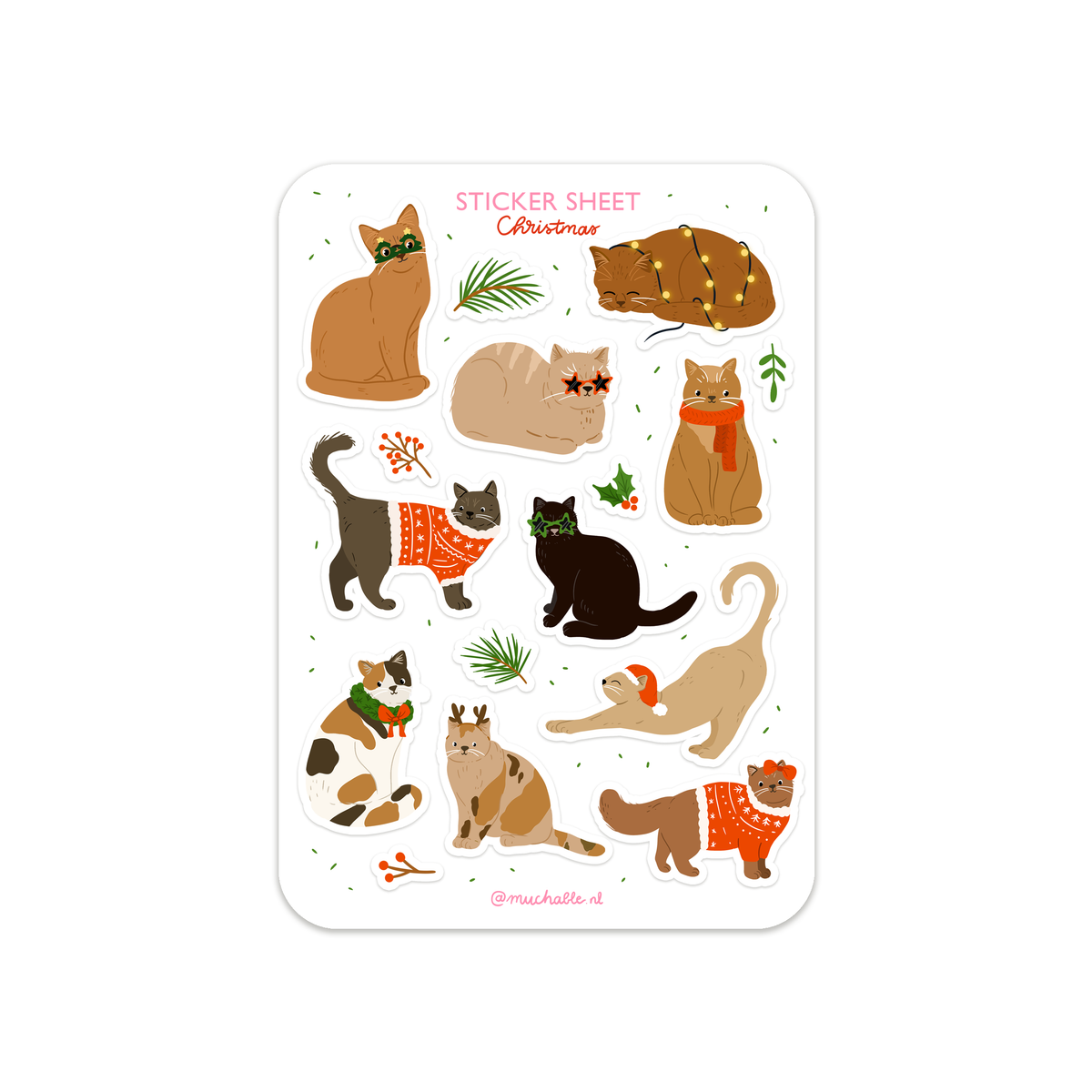 A6 stickervel kerst katten