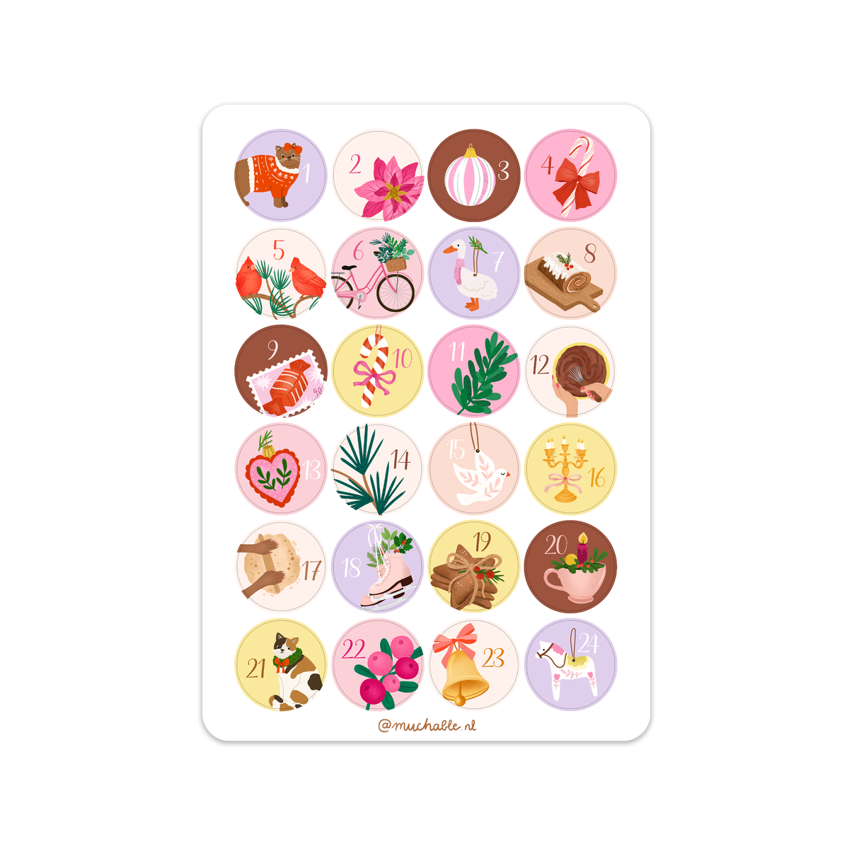 A5 stickervel kerst adventskalender cijfers 1