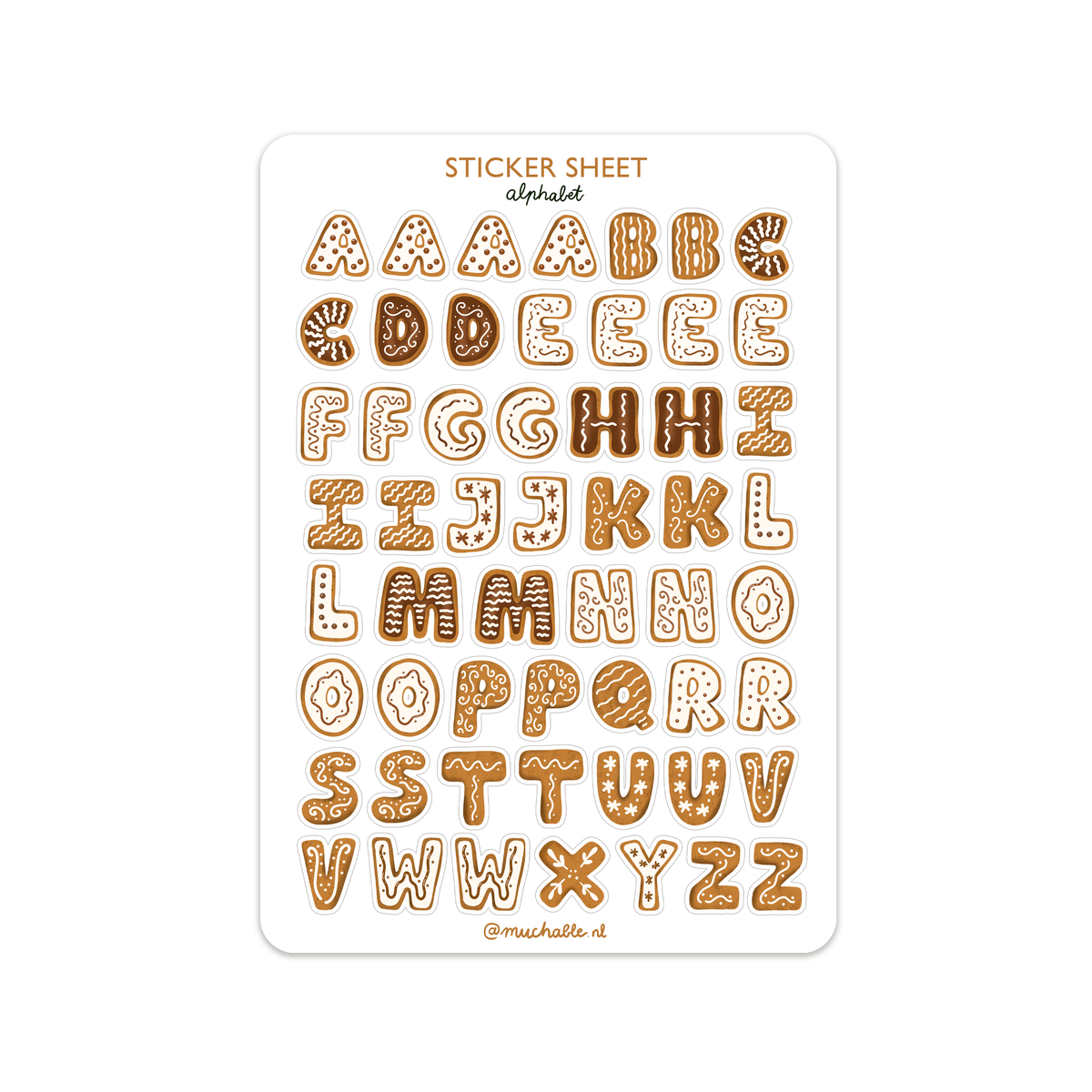 A5 stickervel kerst alfabet koekjes