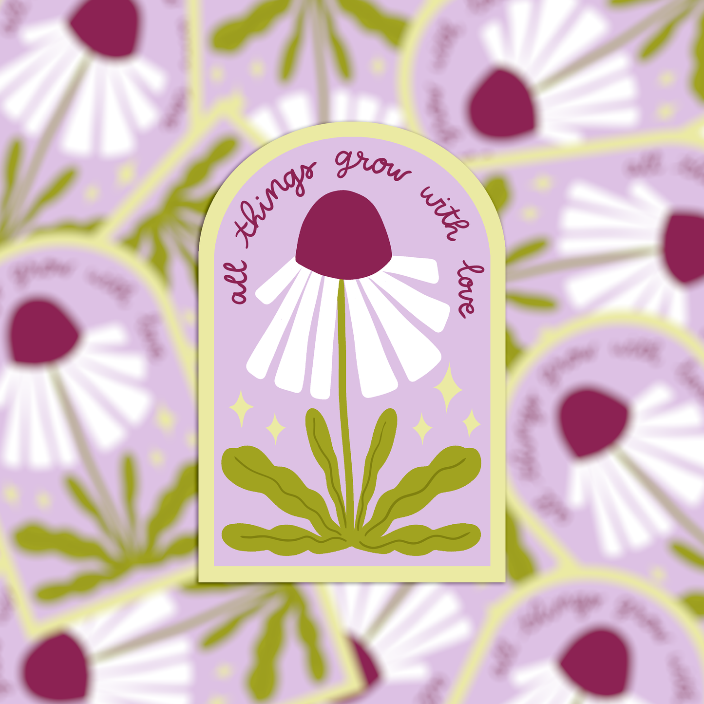 Vinyl sticker all things grow with love