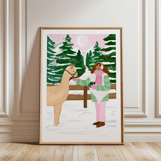 A4 Poster winter alpaca