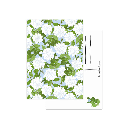 Card pattern white flowers blue