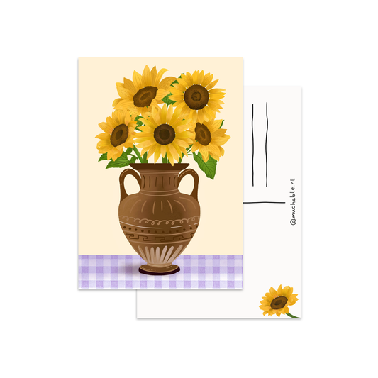 Kaart zonnebloemen boeket