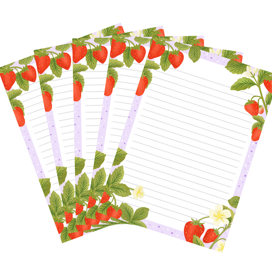 10x Briefpapier aardbeien 2