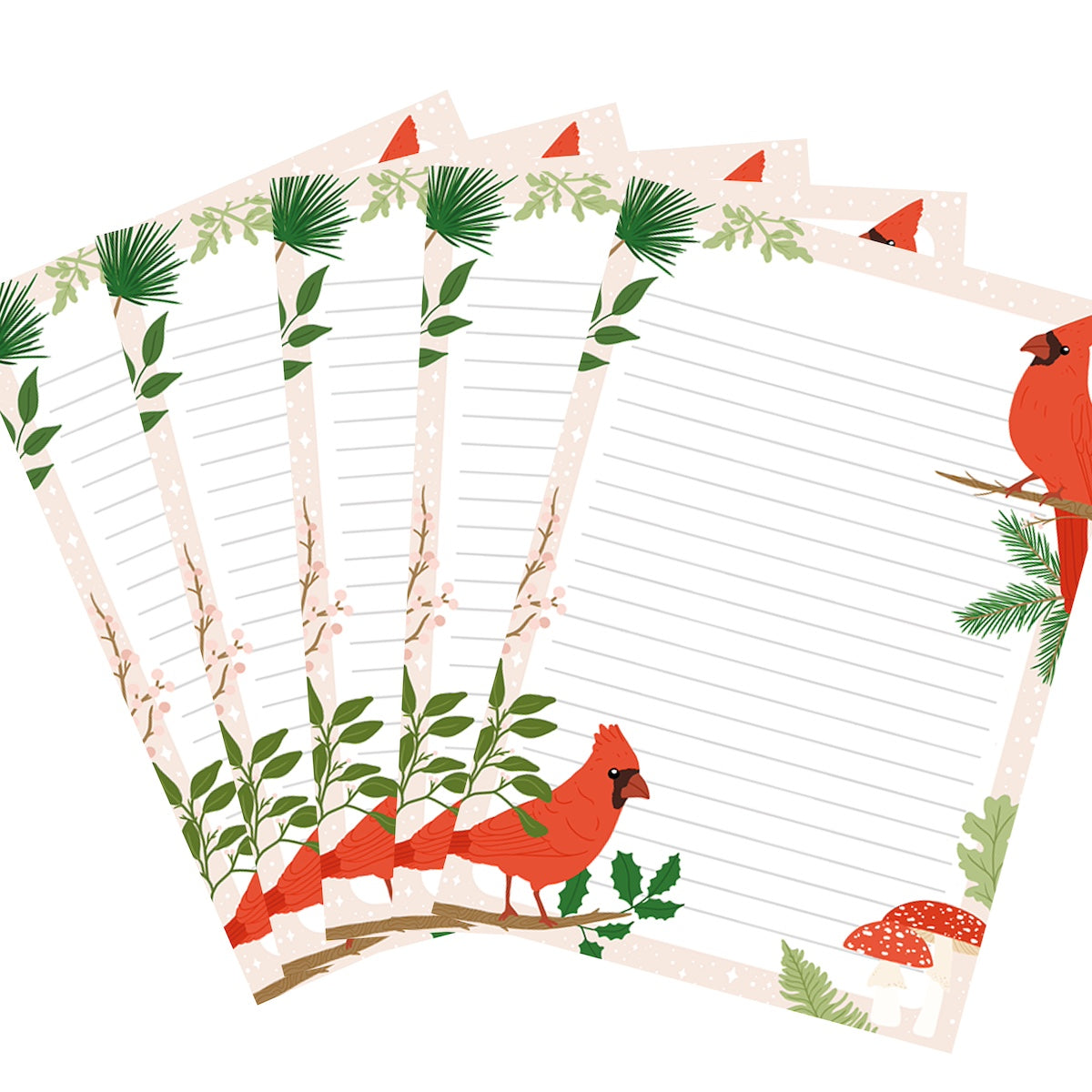10x Briefpapier rode vogels