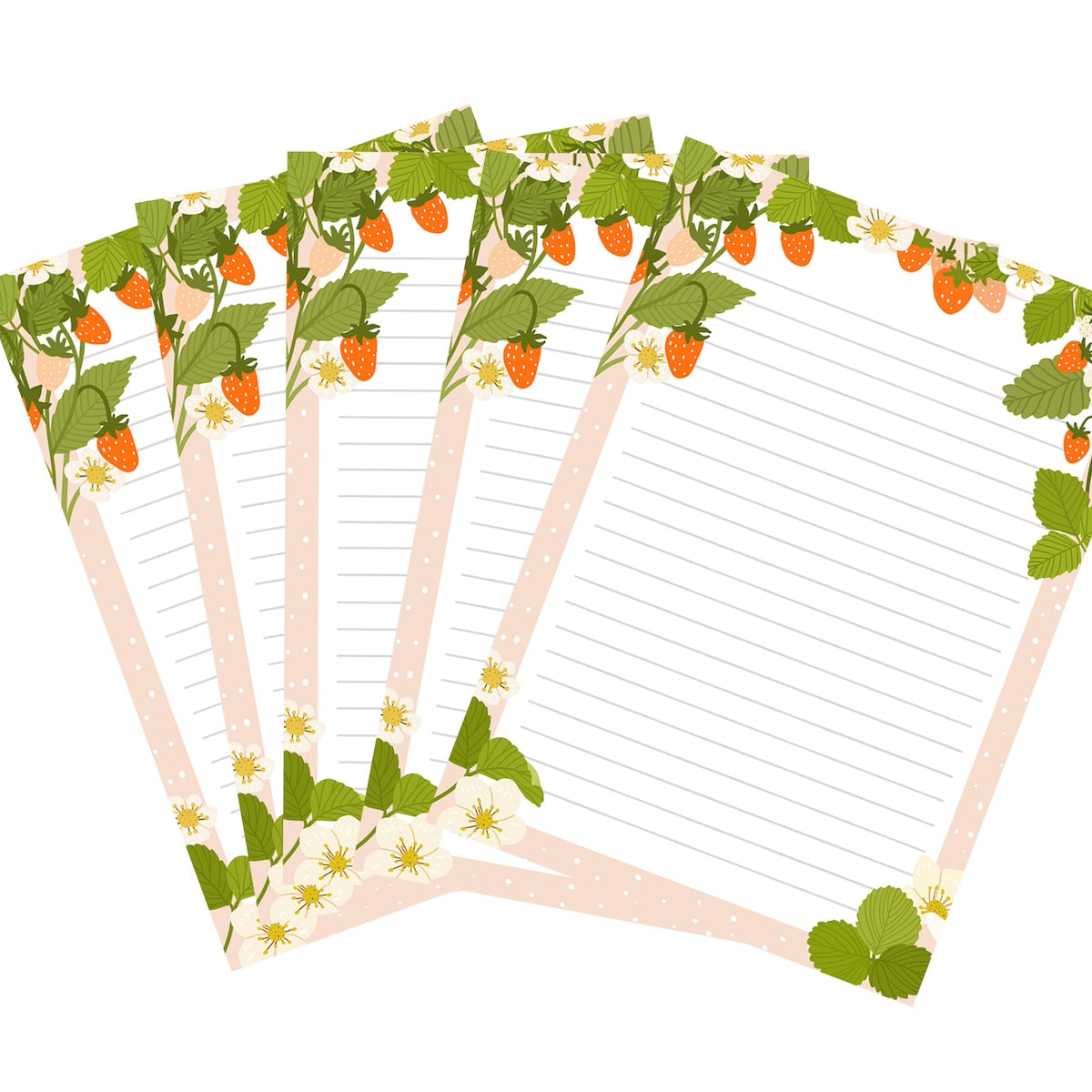 10x Briefpapier aardbeien