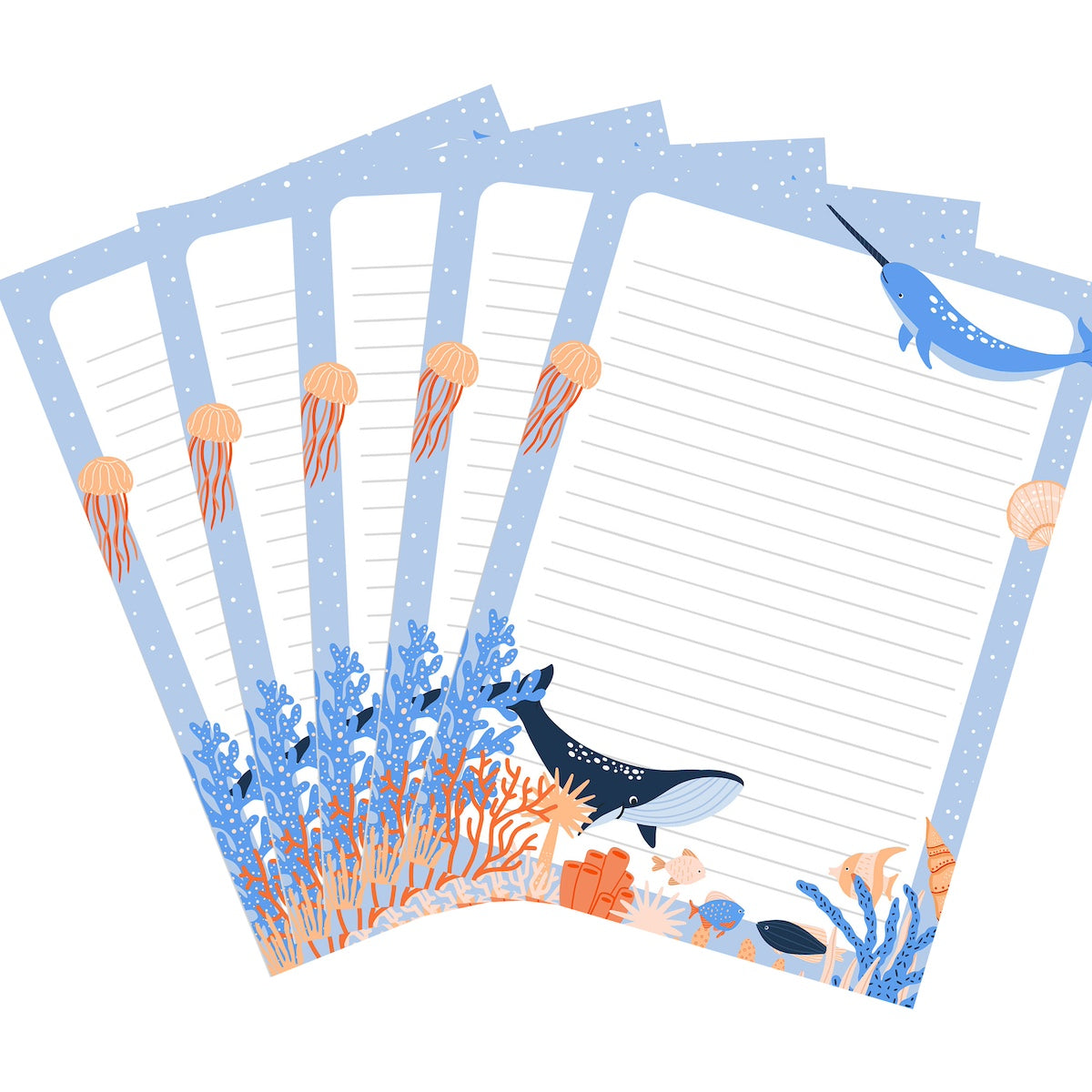10x Ocean Animal Stationery