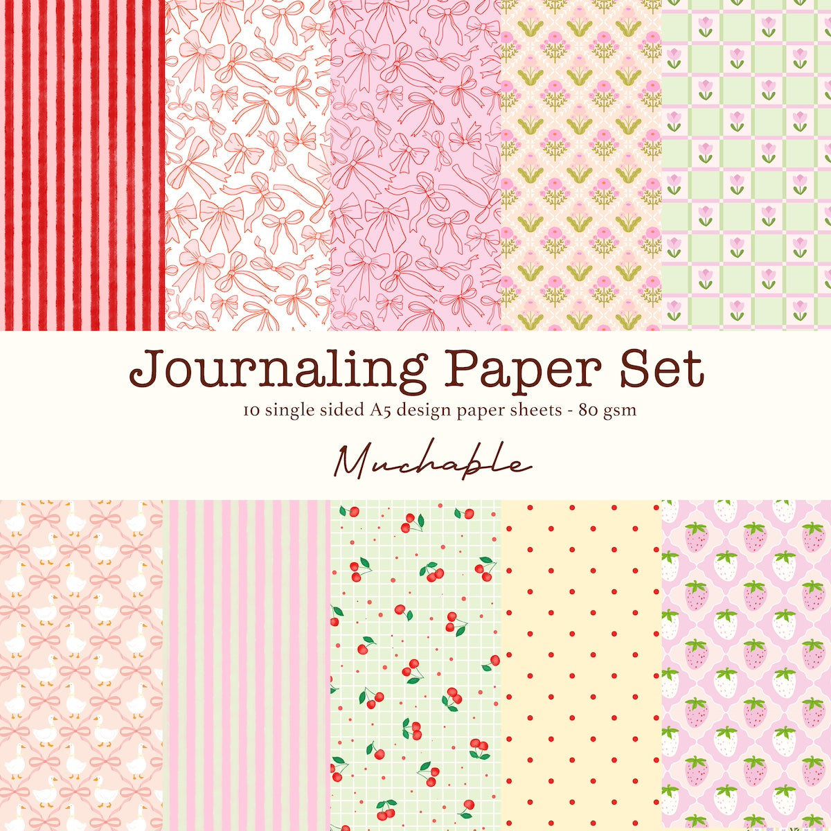 10 verschillende vellen papier met patronen/prints