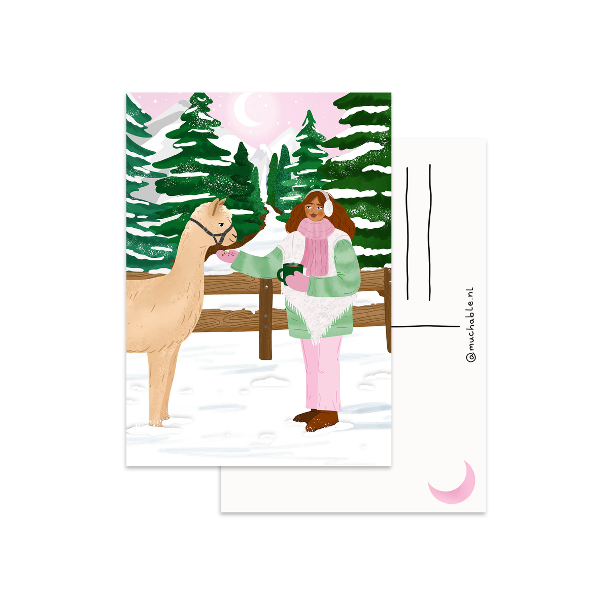 Kerstkaart alpaca