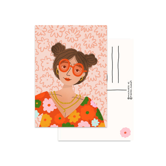 Kaart illustratie meisje portret