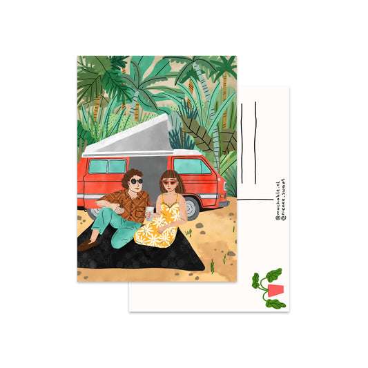 Kaart koppel kamperen illustratie