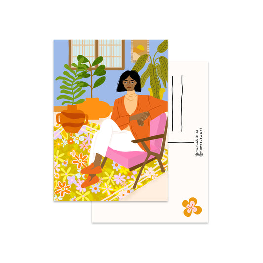 Kaart meisje in stoel