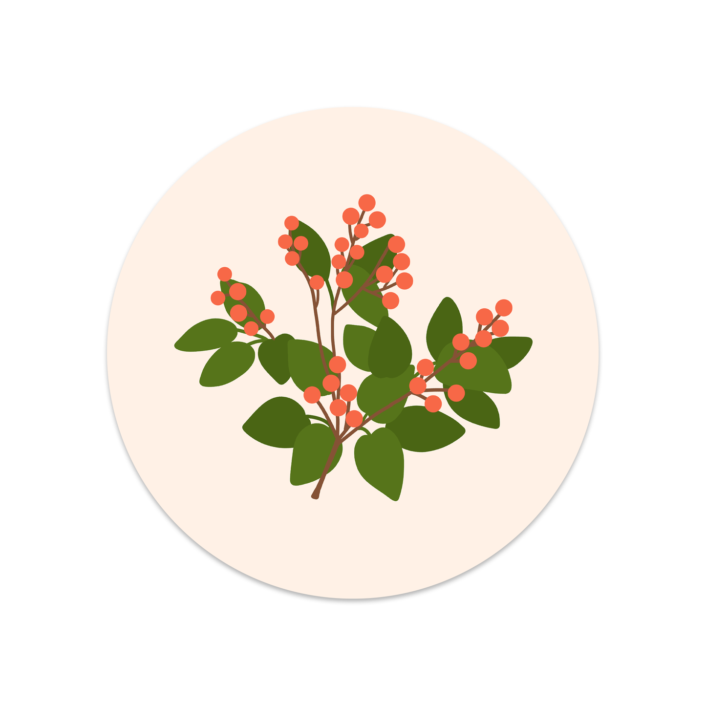Round sticker Christmas leaf