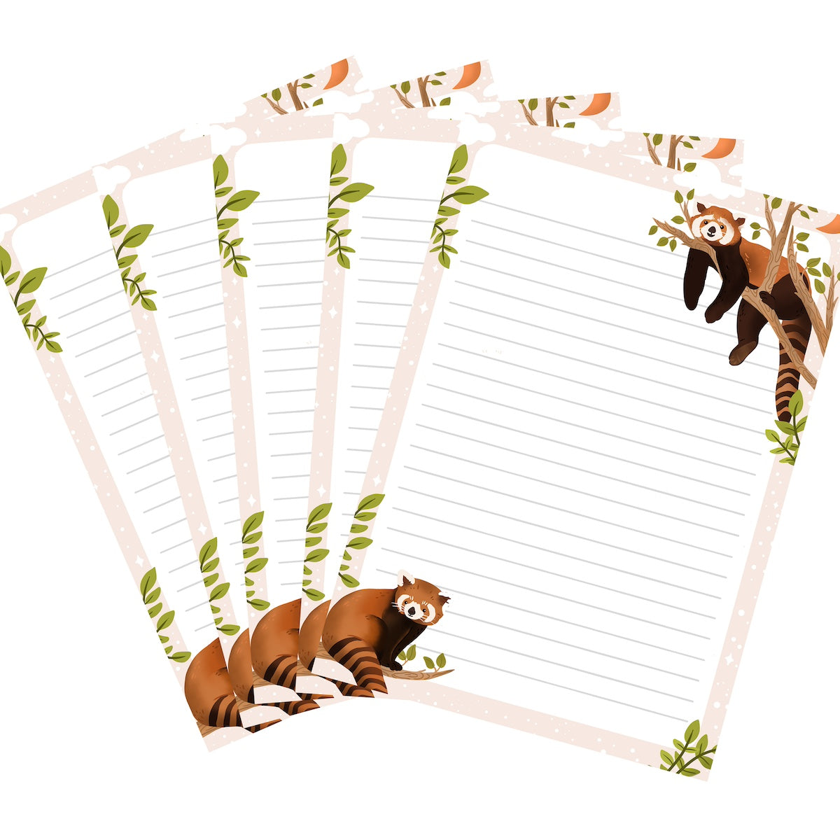 10x Briefpapier rode panda