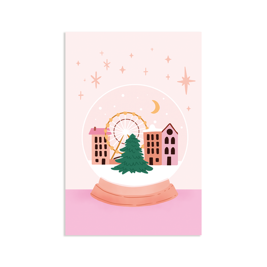 Minikaart - kerst sneeuwbol