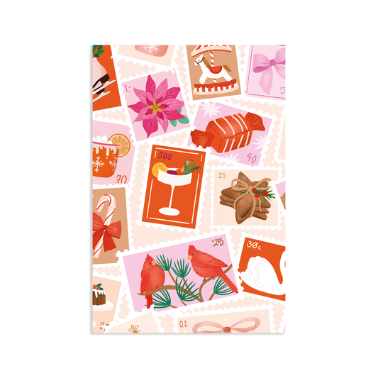 Minikaart - kerst postzegels