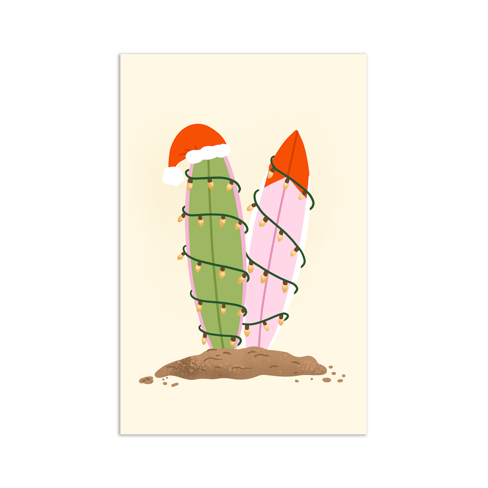 Minikaart - kerst surfboards