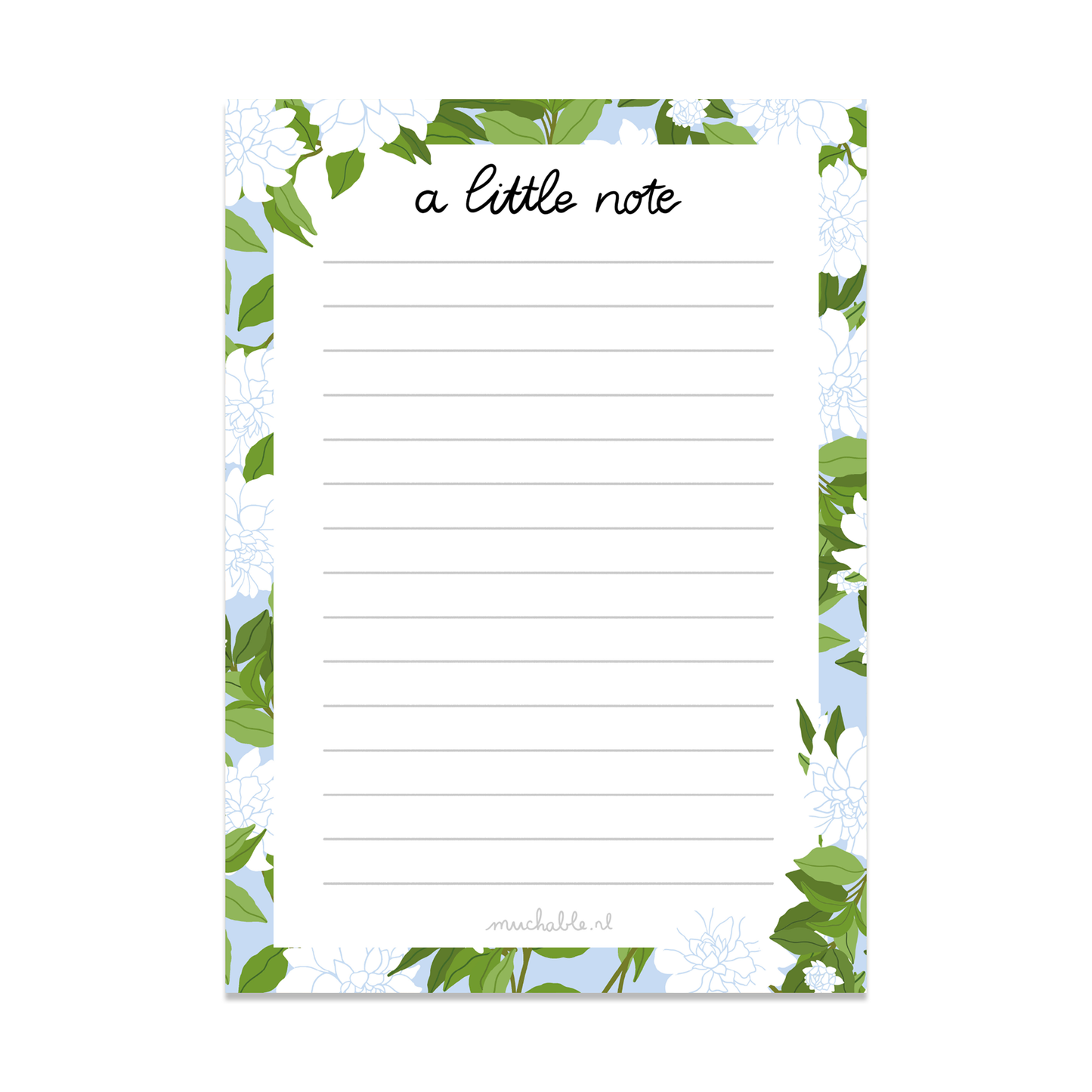 Notepad white flowers blue