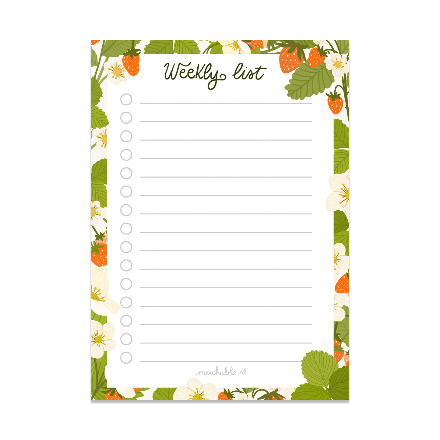 Notepad weekly list strawberries