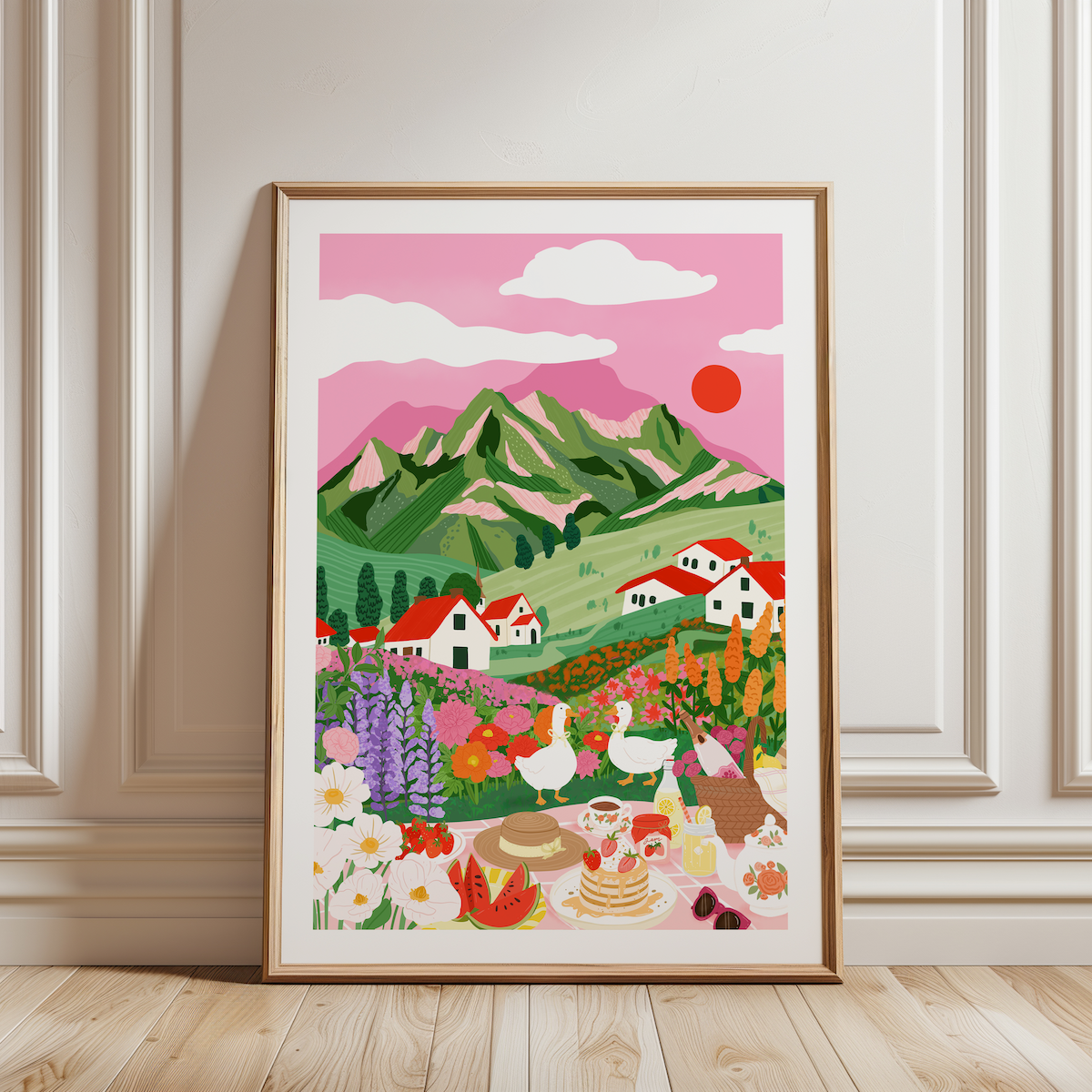 A4 Poster gansjes in bergen