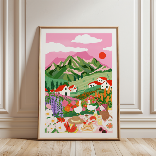 A4 Poster gansjes in bergen
