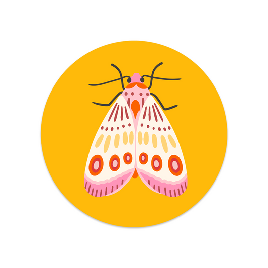 Ronde sticker mot vlinder
