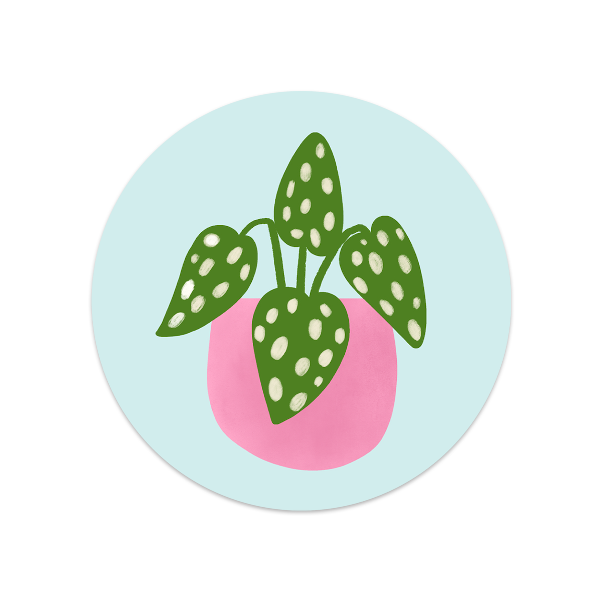 Ronde sticker roze plant