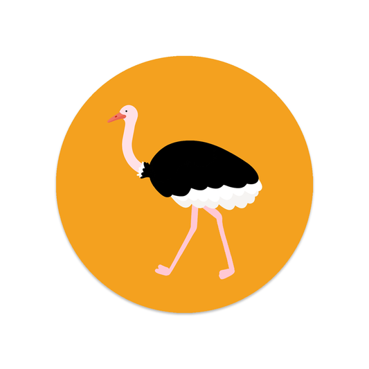 Ronde sticker struisvogel
