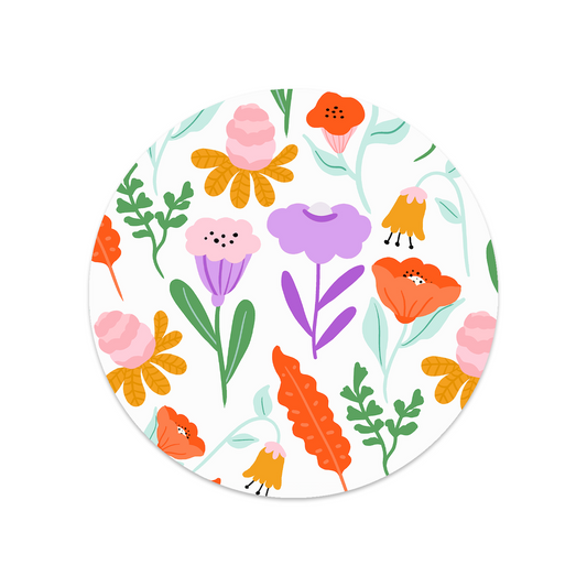 Ronde sticker bloemen patroon